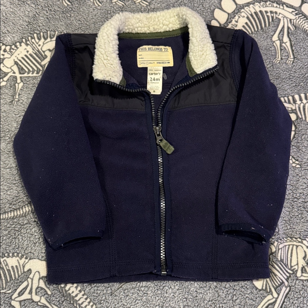 (Boys)Carter's Navy Blue Kids Jacket with Cream Collar
